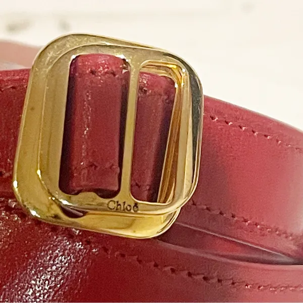 Chloé Medium Red Leather Gold Buckle Made‎ in Italy Bracelet Jewelry - Image 3