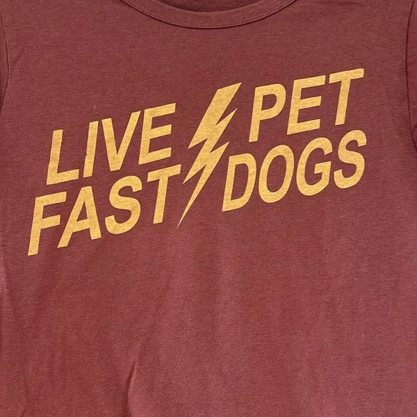 Live Fast Pet Dogs Women’s Red and Orange T Shirt - Image 2