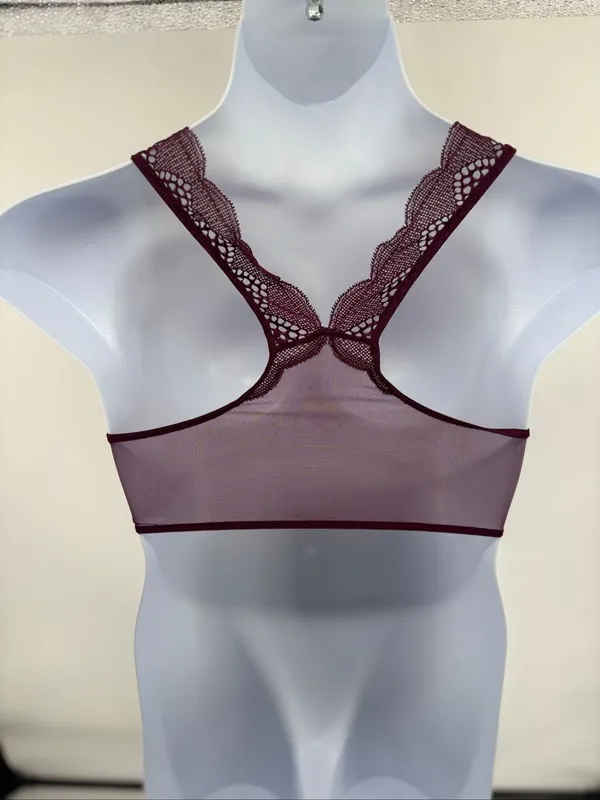 Victoria’s Secret Lace Racerback Bralette Womens Large Burgundy - Image 10