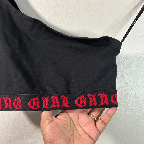 Gothic Grunge Halter Nu Metal Biker Streetwear Bralette "GIRL GANG" Whimsigoth S - Image 2