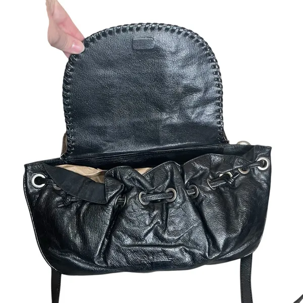 Black Leather‎ Brown White Cowhide Boho Purse Mondrina Handbag Western Cowgirl - Image 3