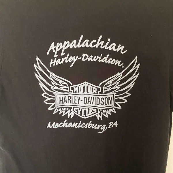 Harley-Davidson Appalachian Black V Neck T-Shirt Cotton Mechanicsburg, PA Sz M - Image 4