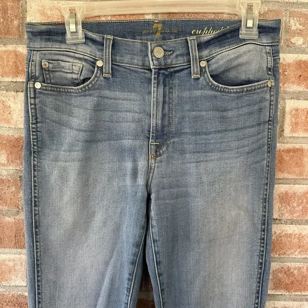 7 For All Mankind Cropped Bootcut Jeans Size 28 - Image 3
