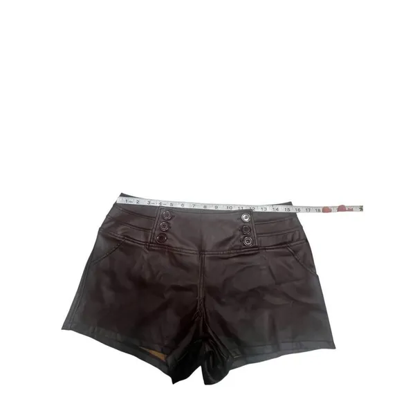Women's Casual Faux Leather Shorts Brown Sz L NWT - Image 4