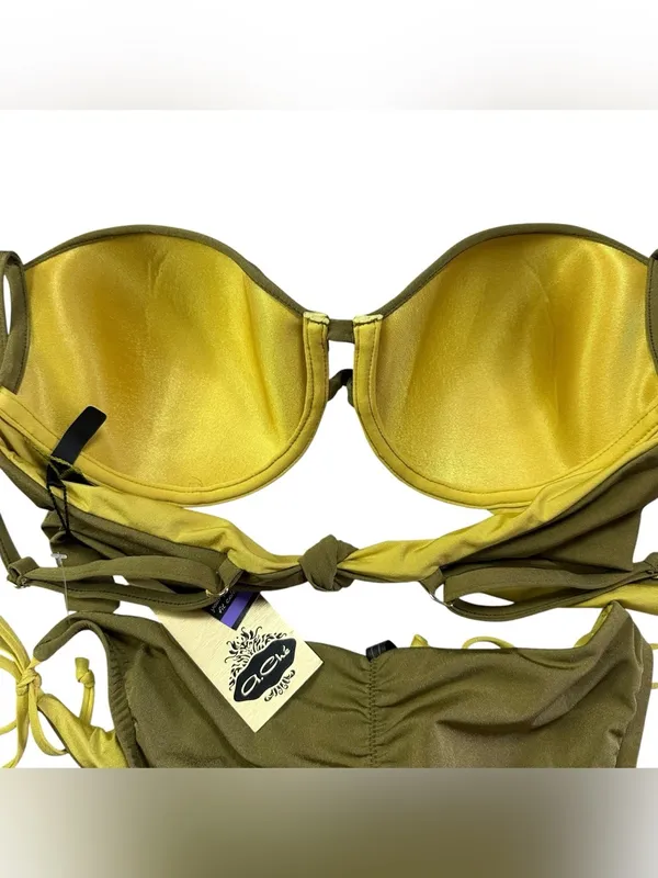 A. Che Olive is Green 2-Piece Bikini 38B 36C 34D 32DD Small Bottom NWT - Image 3