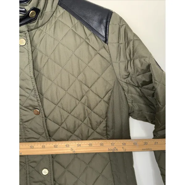 Ralph Lauren Black Women's Medium Zip Pocket Button Diamond Quilted Field Jacket - Image 8
