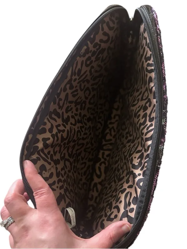 Nine West Purple Silver Sequin Padded 14” Laptop Bag EUC - Image 3