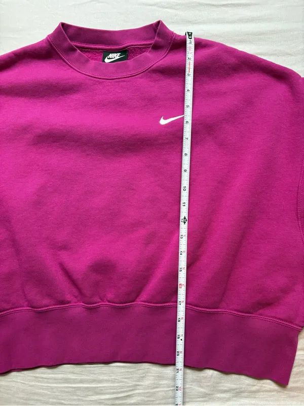 Nike Fuchsia Cropped Fleece Crewneck Sweatshirt Small Swoosh Size S - Image 8