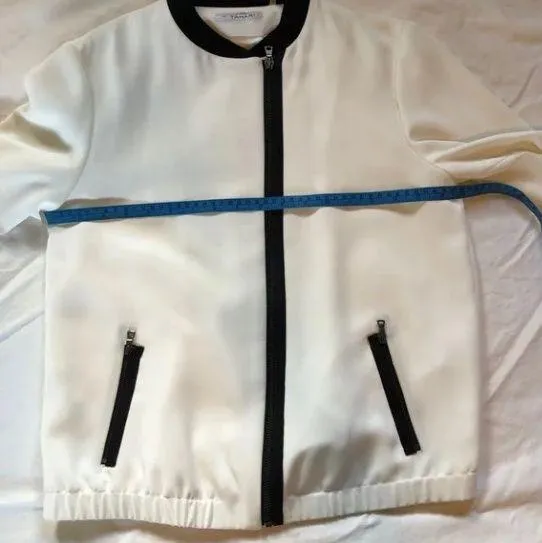 Tahari White Bomber Jacket Asymmetric Zip Fully Lined Sz 4 - Image 10