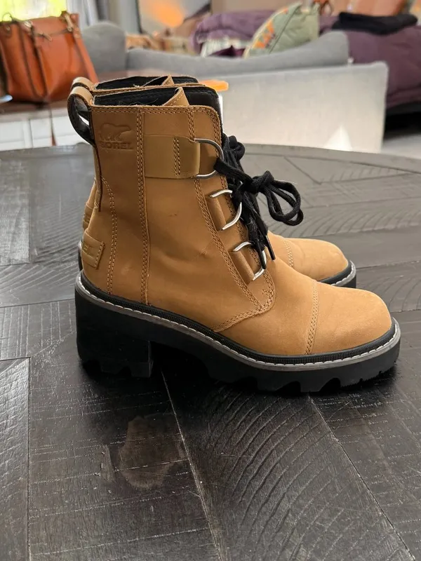 Sorel Joan Now Lace Up Caribou Buff Boots Waterproof Size 5.5 - Image 4