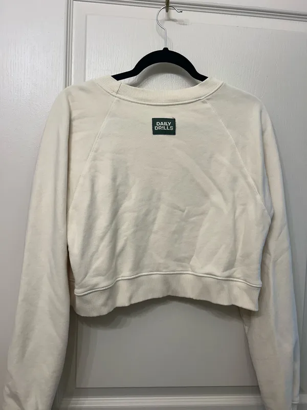 Daily Drills Cream Cropped Reversible Crewneck - Image 5