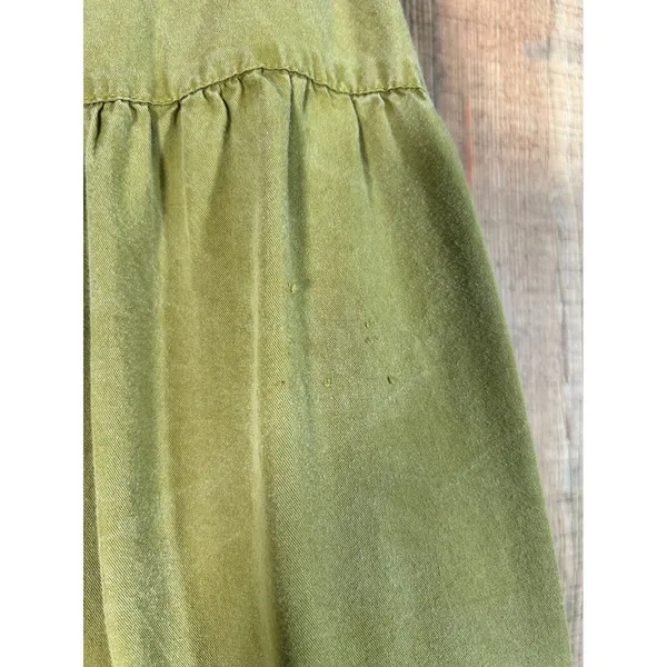 The Drop Olive Green Tencel Lyocell Tiered Maxi Dress Boho Earthy Utility Small - Image 5
