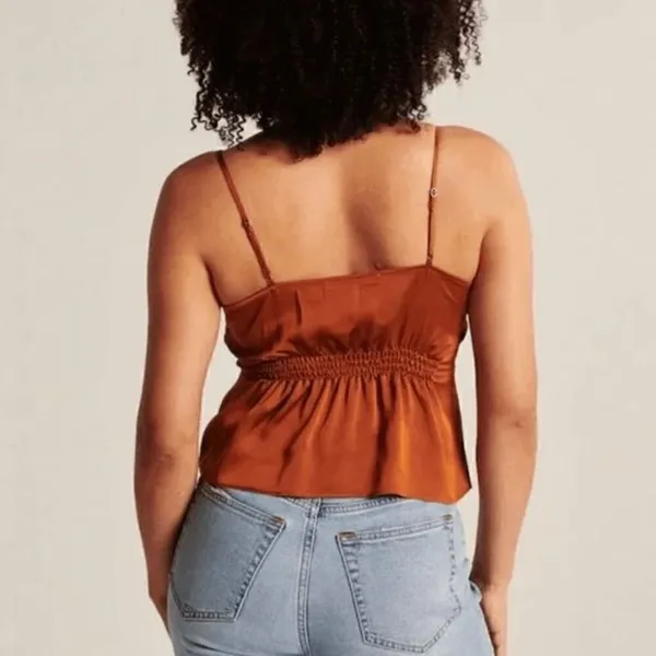 Abercrombie & Fitch Copper Orange Satin Tie Front Cami Tank Small NWT‎ - Image 7