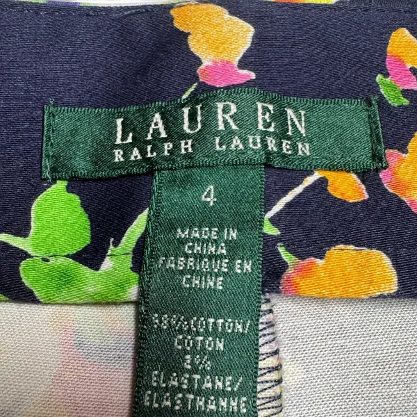 Lauren Ralph Lauren Cotton Stretch Knee Length Pencil Skirt Navy Blue Floral 4 - Image 2