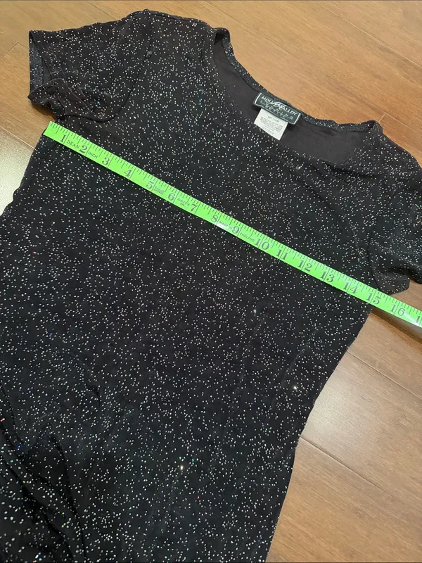 Elegant Black Sparkle Maxi Dress with Short Sleeves - Image 5