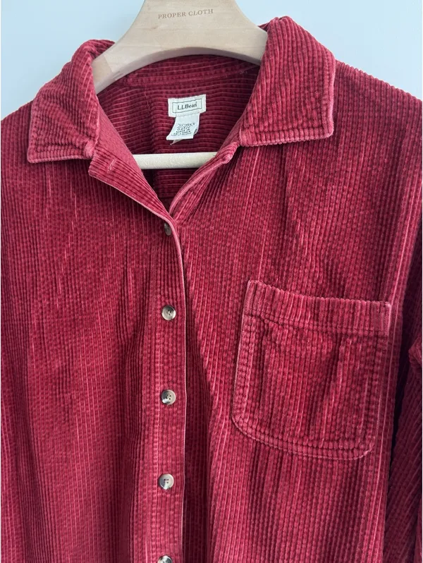 L.L.Bean Women's Corduroy Button-Up Shirt Jacket Red XL Cotton - Image 2