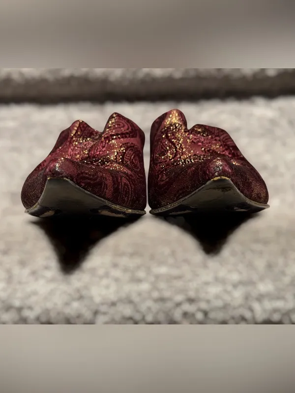Donald J Pliner Couture Paisley Brocade Pointed Toe Kitten Heel Mules Y2K Glam - Image 2