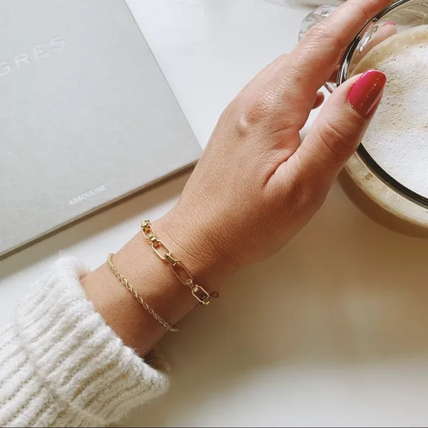 18K Gold 2mm rope bracelet - Image 8