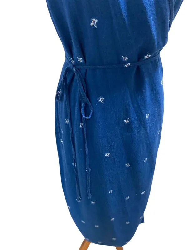 Universal Thread Midi Floral Wrap Dress Blue Size XL Vacation Beach Coastal Boho - Image 8
