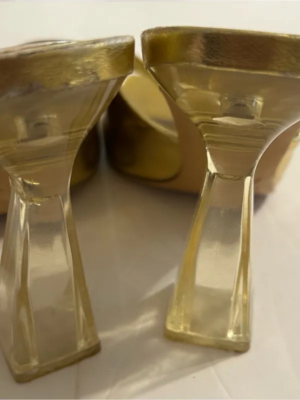 Zara Metallic Gold Slip-On Block Heel Mules - Image 6