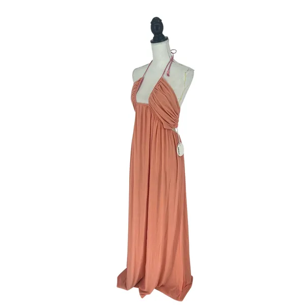 STAUD Kanha Reversible Mesh Halter Maxi Dress Orange Pink XL‎ - Image 6