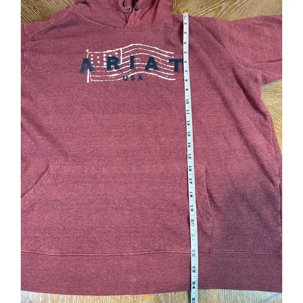 Ariat REAL USA Chest Logo Hoodie Red American Flag Sweatshirt Size XXL - Image 8