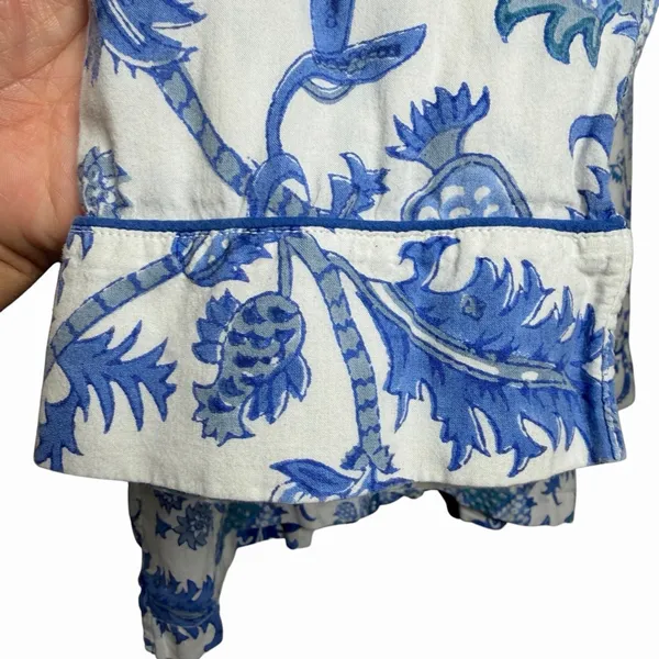 Roller‎ Rabbit Amanda Blue 100% Cotton Pajama Top M Block Print Coastal Boho - Image 6