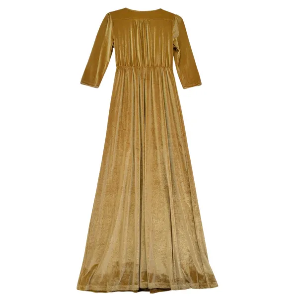 BALTIC BORN Sofia Gold Velvet Wrap‎ Maxi Dress Long Sleeve Women's Small - Image 2