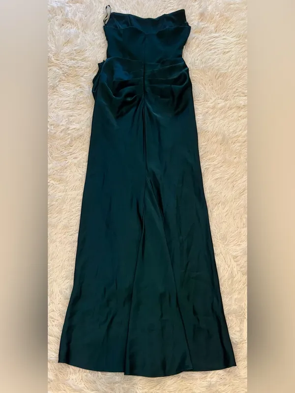 NWOT Betsy & Adam strapless mixed media green gown Sz 4 - Image 7