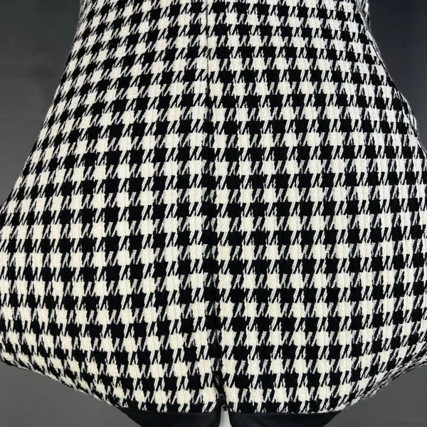 Lauren Ralph Lauren Houndstooth Faux Wrap Dress 4 Black White leather trim - Image 4