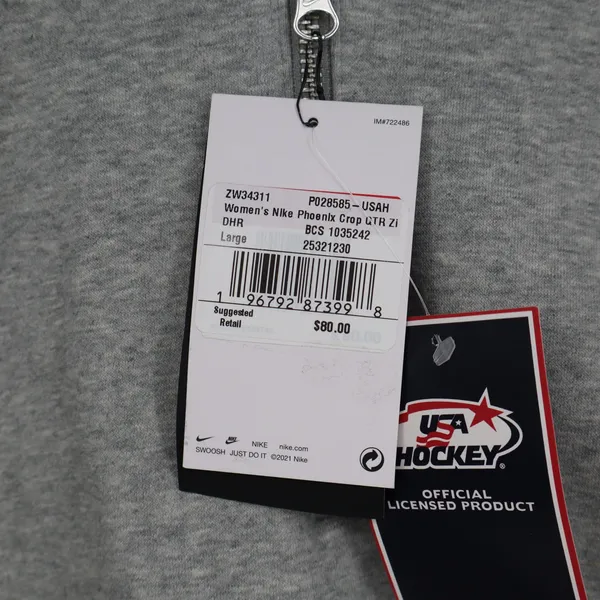 Nike USA Hockey Phoenix Crop Quarter Zip Sweatshirt Grey L - Image 4