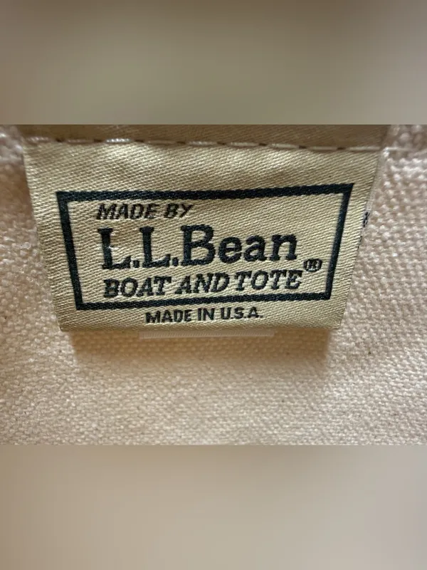 L.L. Bean Off White Boat and Tote Custom Cotton Canvas Bag Black Long Handles - Image 6
