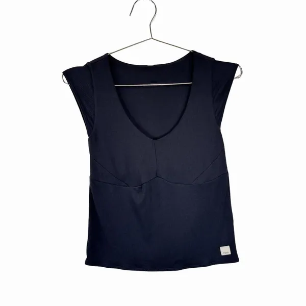 Vuori Womens Top Black Sleeveless Cove V Neck Tank Ribbed Knit Stretch Small - Image 2