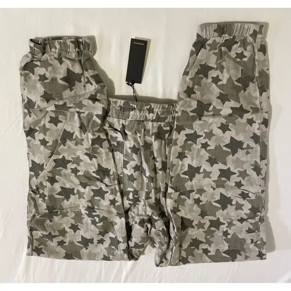 Monrow · Star Camo Joggers · Size Large · 100% Cotton Elastic Waist · Green Tea - Image 7