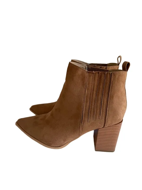 Women's Chestnut Block Heel Pointy Toe Ankle Boot Size 11 #B1644 - Image 3