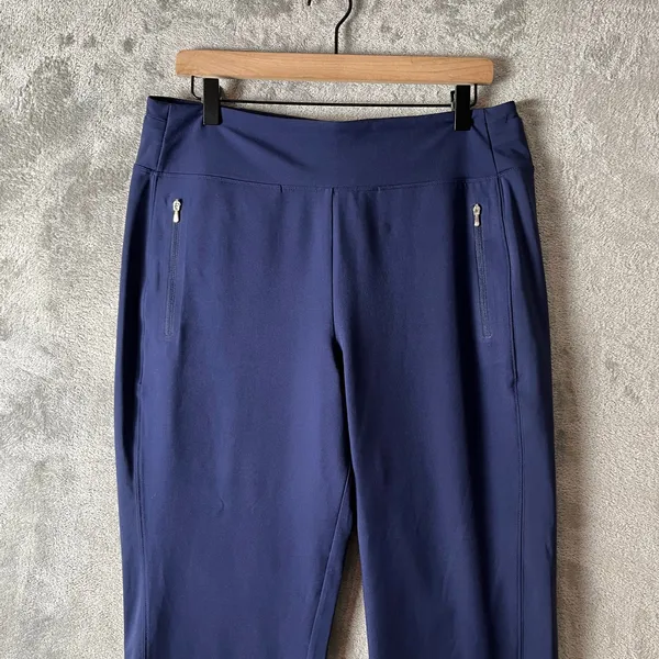 Athleta Fairway High Rise Golf Pants‎ Navy Blue Size 14 Straight Leg Semi Fitted - Image 2