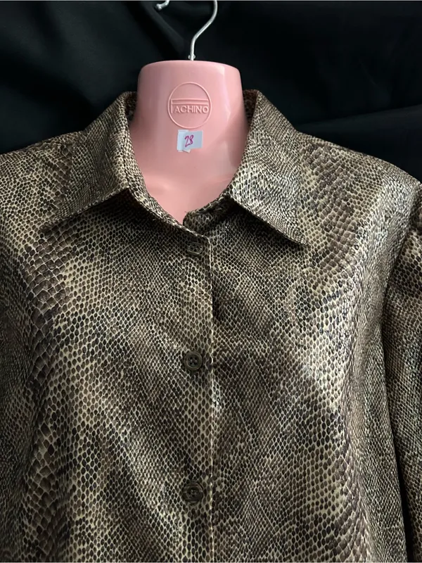 Harve Benard Holrzman Vintage Womens Snake-Print Button Front Jacket - Image 7