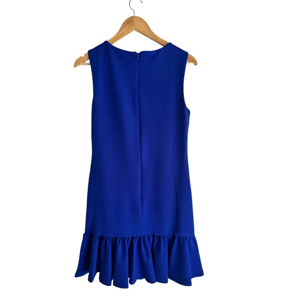 Betsey Johnson Royal Blue Ruffle Hem Sleeveless Shift Mini Dress Size 4 - Image 2