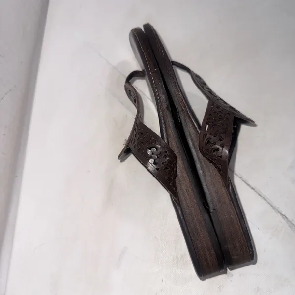 Vintage Y2K Brighton Cedar Leather Heart Flip Flop Sandals Shoes Brazil Sz 6.5 - Image 10