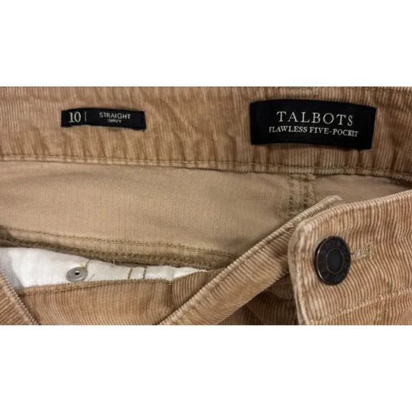 Talbots Heritage Corduroy Pants Womens 10 Tan Straight Curvy‎ Flawless Five-Pocket Camel - Image 8