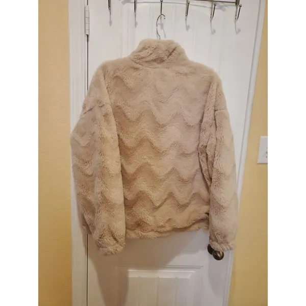 Urban Outfitters Light Pink Teddy Bear Zip Up Sherpa Fleece Women Size L Jacket - Image 11