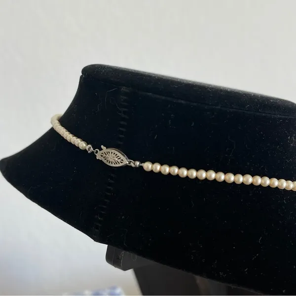 Sterling Silver Vintage with artificial gold pearls Necklace - Image 3