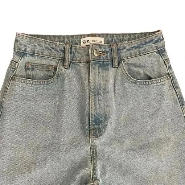 ZARA Straigt Leg High Rise Ankle Boyfriend Women’s Denim Blue Jeans Sz 4 #1673 - Image 2