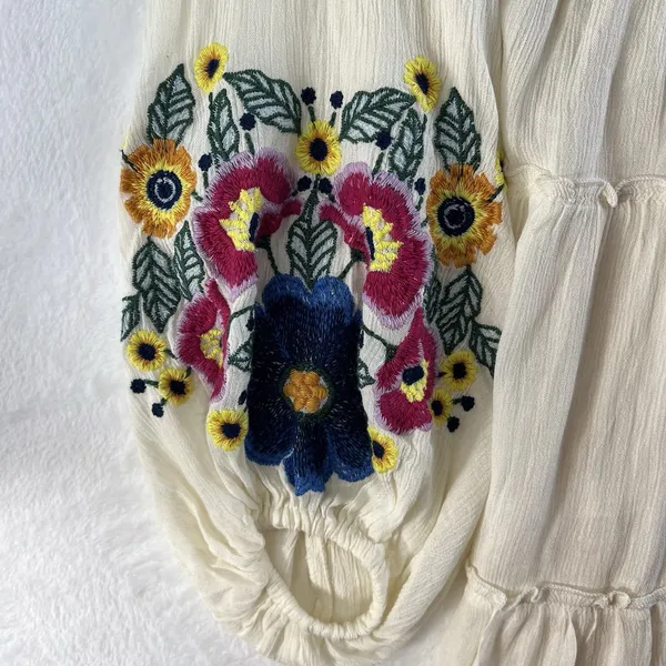 Free People XS Spell on You Dress Floral Embroidered Oversized Boho‎ Festival - Image 7