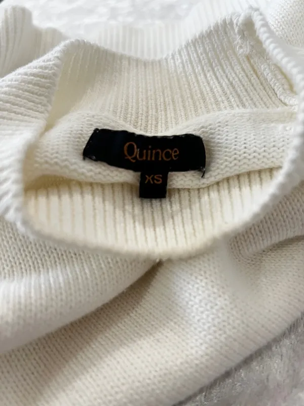 Quince Sweater Women's Ivory Organic Cotton knit Mock Neck Pullover Size XS - Image 9