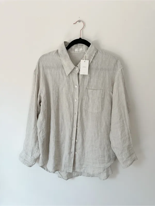 Aritzia Wilfred Reminisce Relaxed Linen Shirt Oversized Undyed Ecru - Image 10