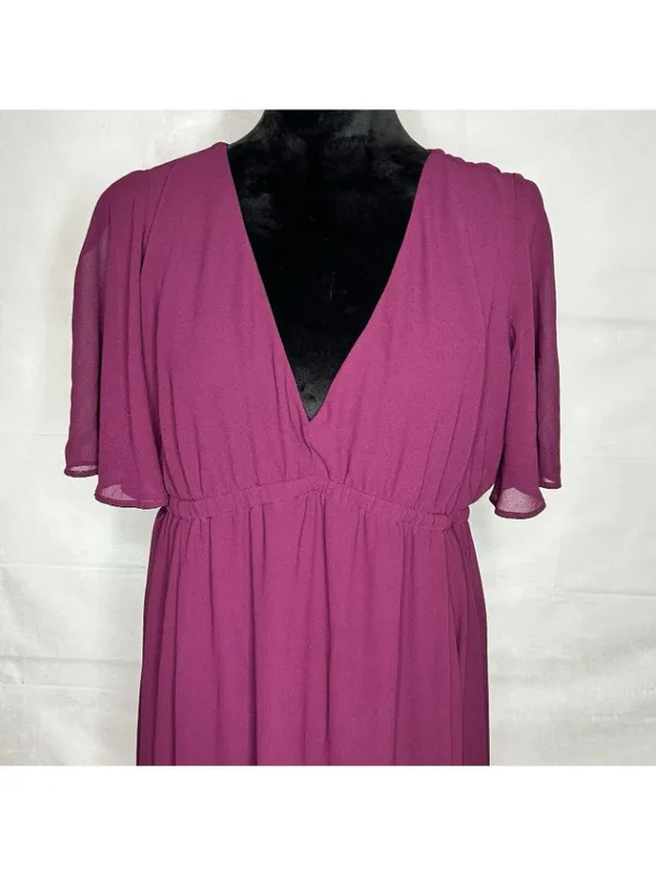 Show Me Your Mumu Emily Empire Merlot Purple Maroon Chiffon Maxi Dress Sz XL - Image 2