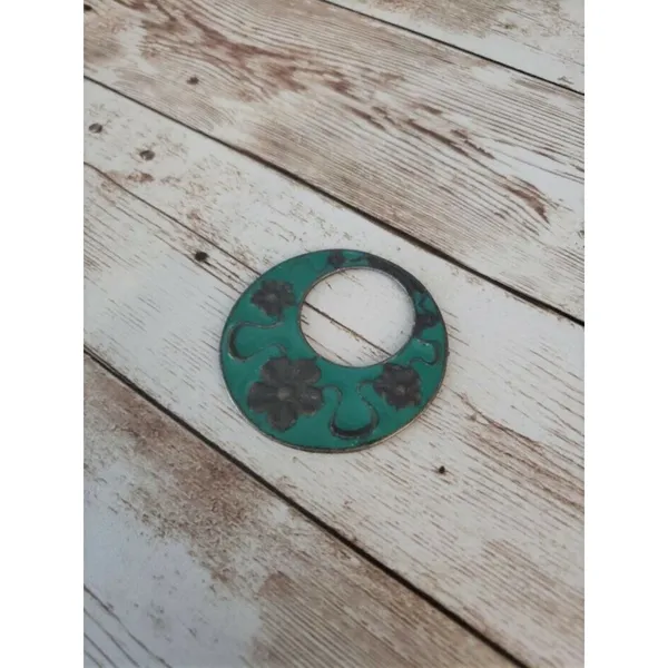 Vintage Pendant - Green & Dark Brown (No Bail or Chain Included) - Image 3