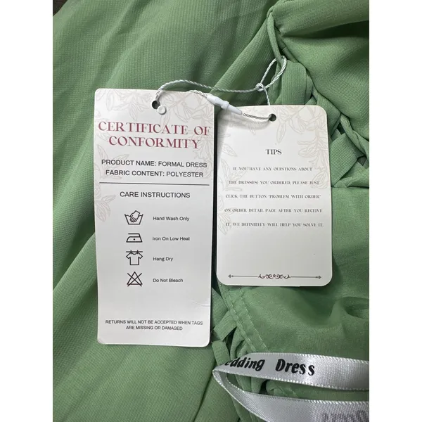 Formal Dress Womens 12 Sage Green Chiffon Lace Up Corset Back Layered Maxi Gown - Image 9