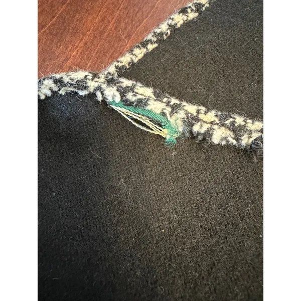 Lauren Ralph‎ Lauren Black Scarf Houndstooth Trim Rosette Button Y2K Academia - Image 3
